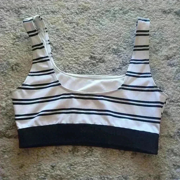 Victorias Secret Pink Womens Black And White Striped Sports Bra S - Picture 3 of 10